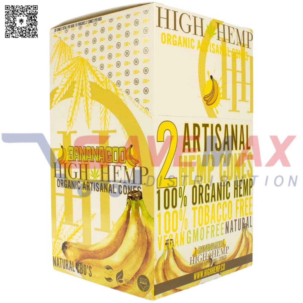 S05289 HIGH HEMP ORGANIC WRAPS BANANA CONES 2/ 15 CT - Image 1