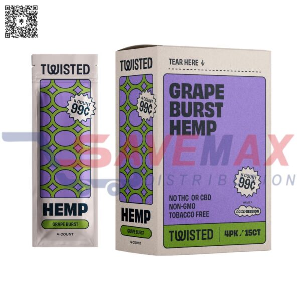 TWISTED HEMP WRAPS GRAPE BURST PP99 15/4PK