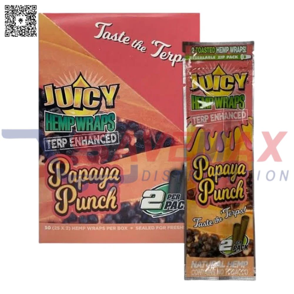 S07237 JUICY HEMP WRAPS PAPAYA PUNCH 25PK/2CT - Image 1