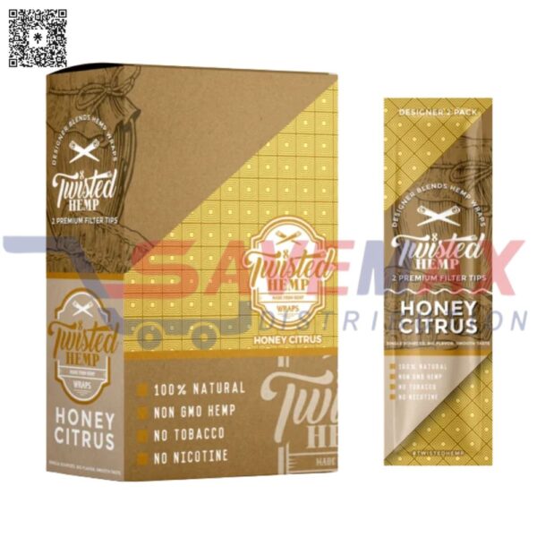 TWISTED HEMP WRAPS HONEY CITRUS 15/2PK