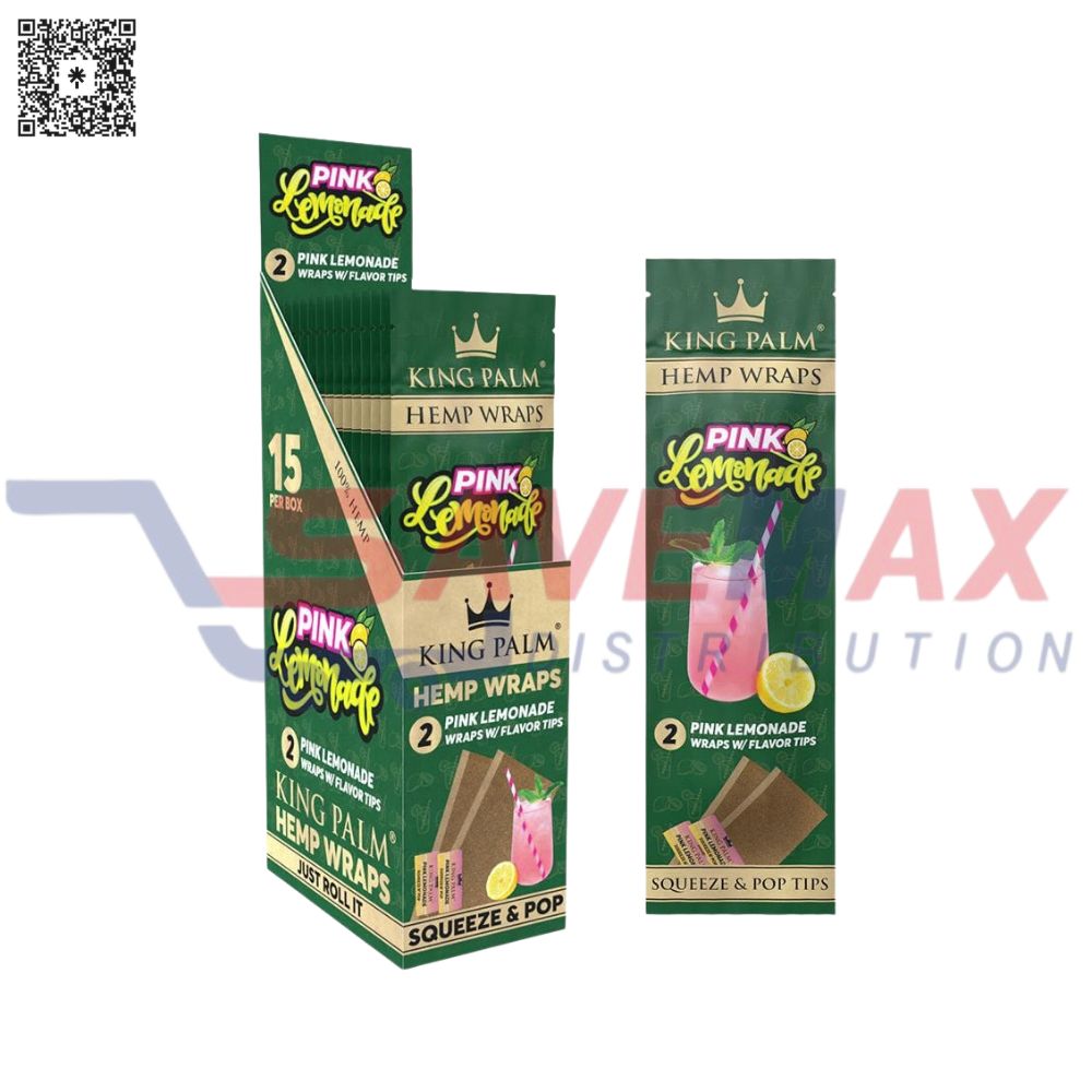 S09026 KING PALM HEMP WRAPS PINK LEMONADE 2PK 15CT - Image 1